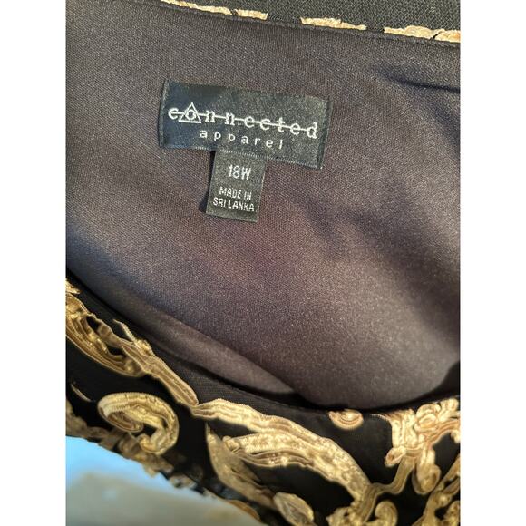 CONNECTED Soutache Black Jersey Draped Gown Formal Maxi Column MOB Prom Dress - Picture 6 of 7